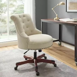 New Kirklands Home Beige Miller Tufted Office Chair Tan
