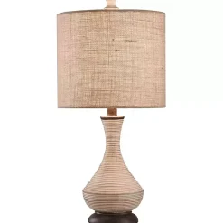 Hot Kirklands Home Beige Stripes Curved Table Lamp Tan
