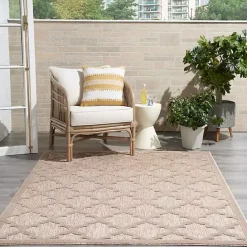 Kirklands Home Beige Trellis Indoor/Outdoor Area Rug, 6x9 Tan