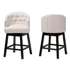 Clearance Kirklands Home Beige Tufted Seat Swivel Counter Stools, Set of 2 Tan