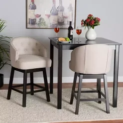 Clearance Kirklands Home Beige Tufted Seat Swivel Counter Stools, Set of 2 Tan