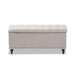 Hot Kirklands Home Beige Tufted Upholstery Storage Ottoman Tan