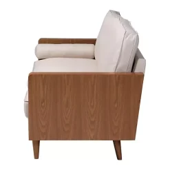 Online Kirklands Home Beige Upholstered Harley Walnut Sofa Tan