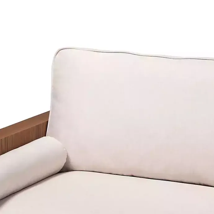 Online Kirklands Home Beige Upholstered Harley Walnut Sofa Tan
