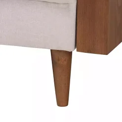 Online Kirklands Home Beige Upholstered Harley Walnut Sofa Tan