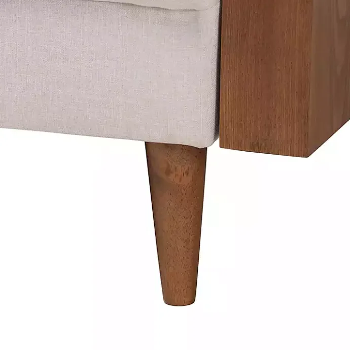 Online Kirklands Home Beige Upholstered Harley Walnut Sofa Tan