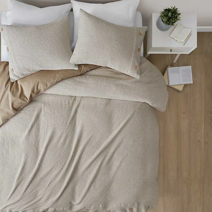 Sale Kirklands Home Beige Waffle Weave 3-pc. Queen Duvet Cover Set Tan