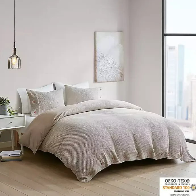 Sale Kirklands Home Beige Waffle Weave 3-pc. Queen Duvet Cover Set Tan