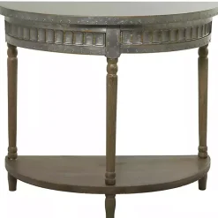 Kirklands Home Beige Wood and Metal Half Moon Console Table Tan