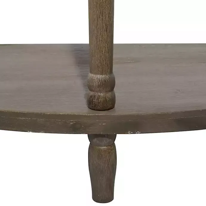 Kirklands Home Beige Wood and Metal Half Moon Console Table Tan
