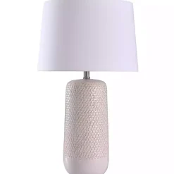 Hot Kirklands Home Beige Woven Ceramic Wicker Table Lamp Ivory
