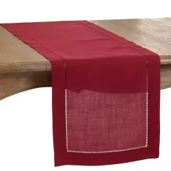 New Kirklands Home Berry Hemstitch Border Table Runner Red