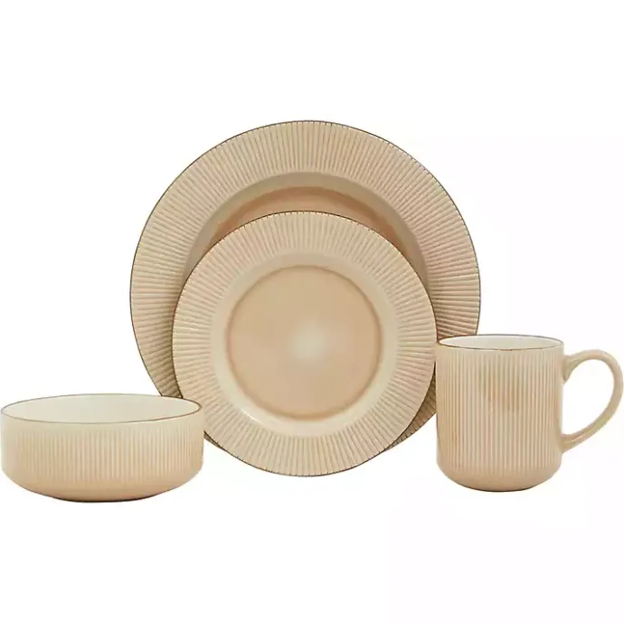 Clearance Kirklands Home Betsy Cream Ribbed 16-pc. Dinnerware Set Tan