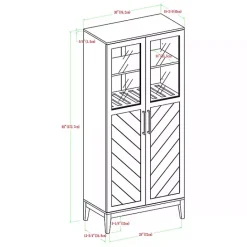 Clearance Kirklands Home Birch Chevron Wooden Storage Cabinet Tan