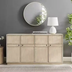 Discount Kirklands Home Birch Wood 4-Door Sideboard Ivory