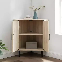 Outlet Kirklands Home Birch Wood Finish Corner Cabinet Tan