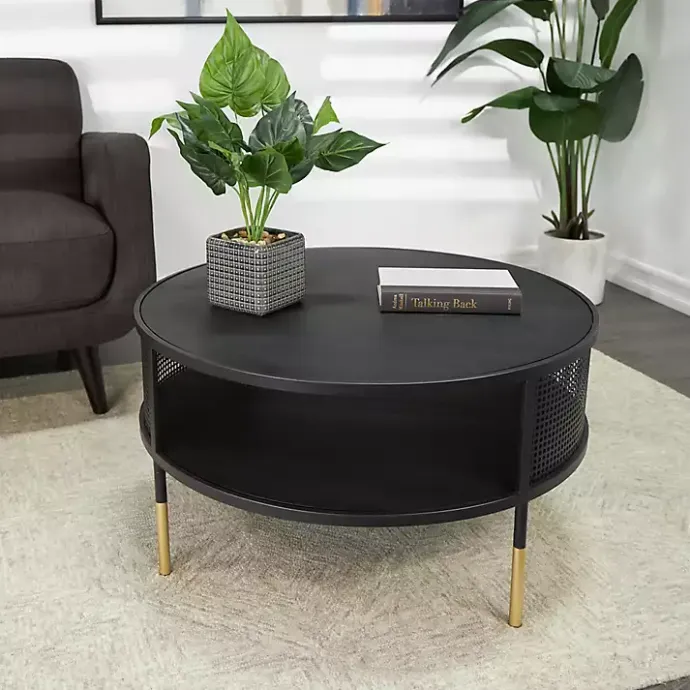 Online Kirklands Home & Gold Metal Mesh Round Coffee Table Black