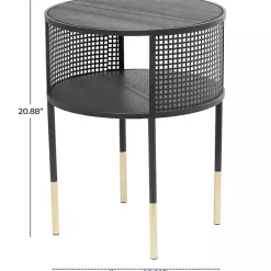 Kirklands Home & Gold Metal Mesh Round Accent Table Black