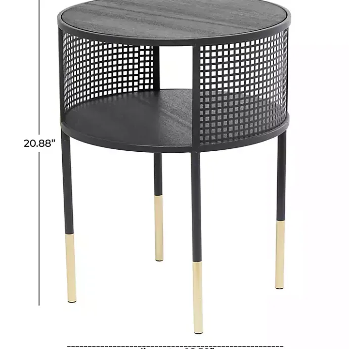 Kirklands Home & Gold Metal Mesh Round Accent Table Black