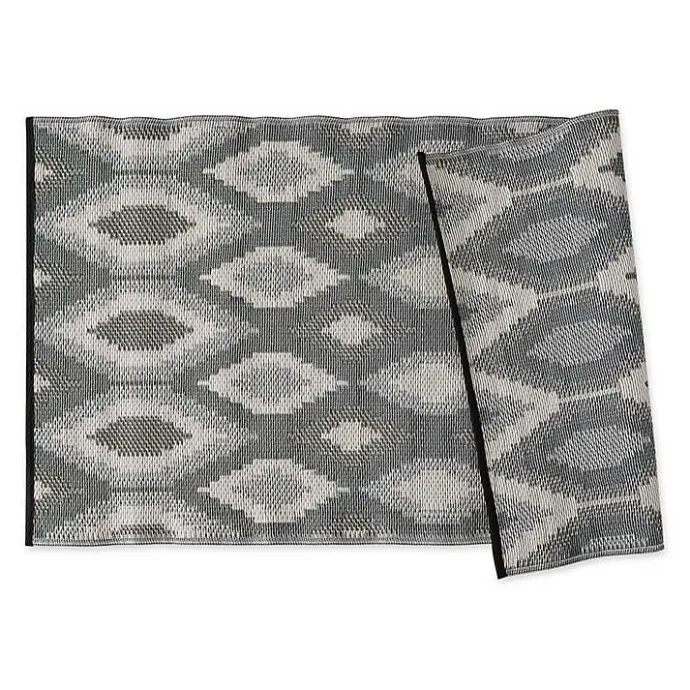 Hot Kirklands Home Black & Gray Diamond Stripe Outdoor Area Rug, 4x6