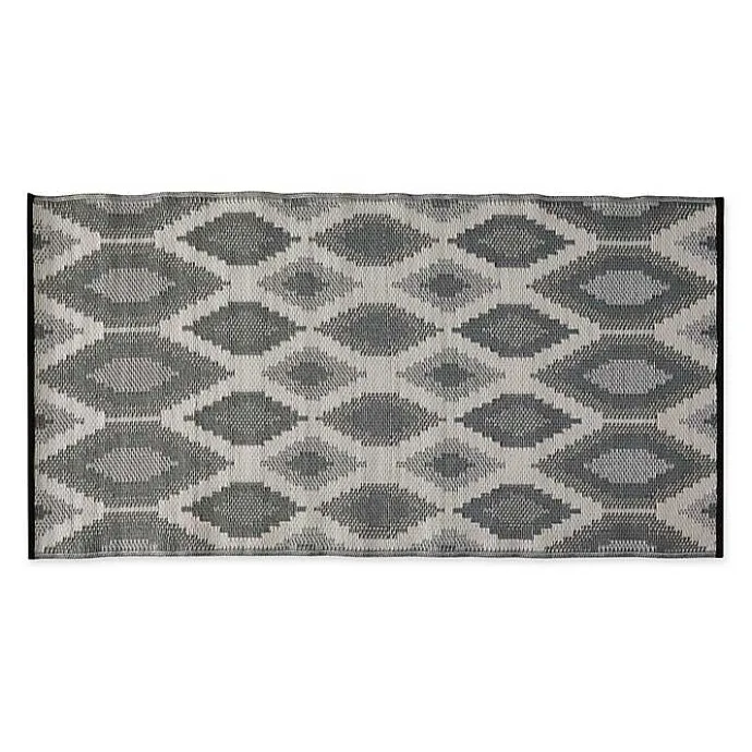 Hot Kirklands Home Black & Gray Diamond Stripe Outdoor Area Rug, 4x6