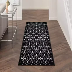 Clearance Kirklands Home Black & Ivory Quatrefoil Indoor/Outdoor Runner