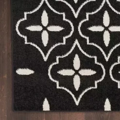 Clearance Kirklands Home Black & Ivory Quatrefoil Indoor/Outdoor Runner