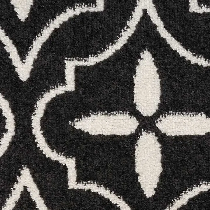 New Kirklands Home Black & Ivory Quatrefoil Indoor/Outdoor Rug, 4x6