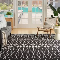 Outlet Kirklands Home Black & Ivory Quatrefoil Indoor/Outdoor Rug, 8x10