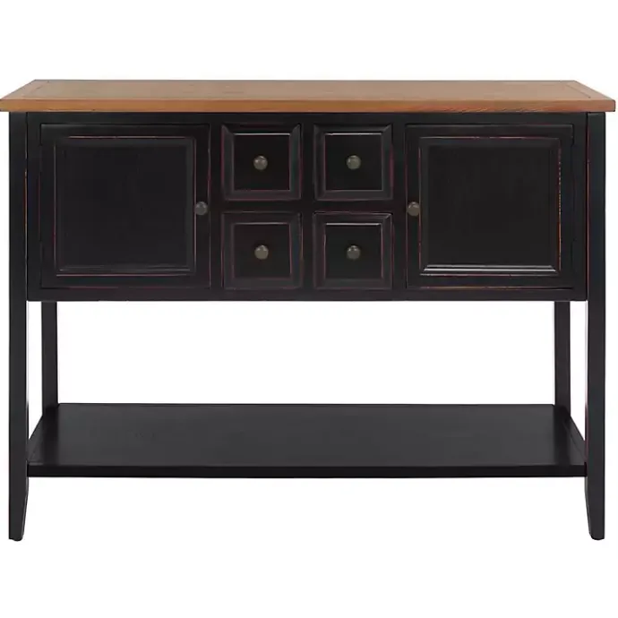 Clearance Kirklands Home & Oak 4-Drawer Charlotte Sideboard Black