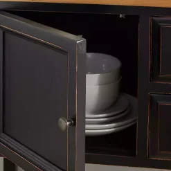 Clearance Kirklands Home & Oak 4-Drawer Charlotte Sideboard Black
