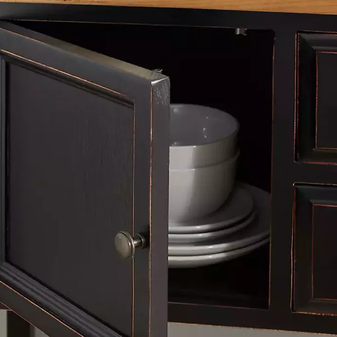 Clearance Kirklands Home & Oak 4-Drawer Charlotte Sideboard Black