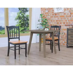 Hot Kirklands Home Black & Oak Wood Shaker Dining Chairs, Set of 2 Brown