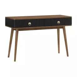 Outlet Kirklands Home & Walnut Soft-Close Wood Console Table Black