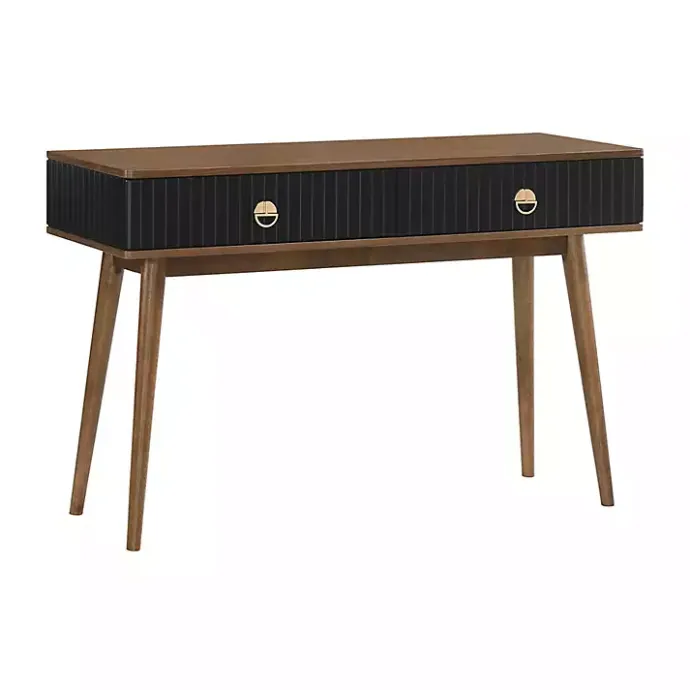 Outlet Kirklands Home & Walnut Soft-Close Wood Console Table Black