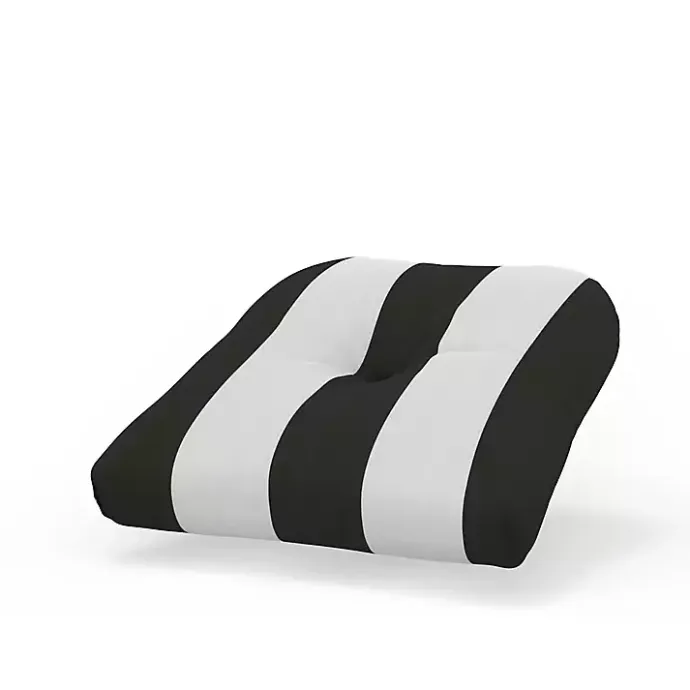 Discount Kirklands Home Black & White Awning Stripe Outdoor Chair Cushion