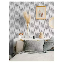 Kirklands Home Black & White Chevron Peel & Stick Wallpaper