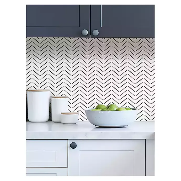 Kirklands Home Black & White Chevron Peel & Stick Wallpaper