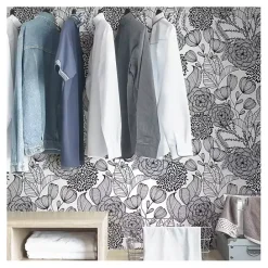 Hot Kirklands Home & White Floral Garden Peel & Stick Wallpaper Black