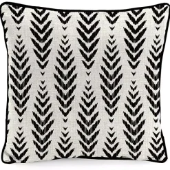 Outlet Kirklands Home Black & White Geometric Leaves Outdoor Pillow