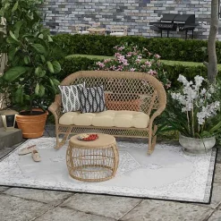 Outlet Kirklands Home Black & White Geometric Leaves Outdoor Pillow