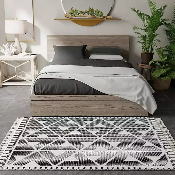 Sale Kirklands Home & White Geometric Shag Area Rug, 8x10 Black