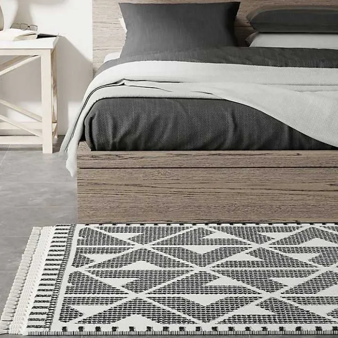 Sale Kirklands Home & White Geometric Shag Area Rug, 8x10 Black