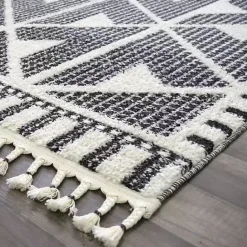 Sale Kirklands Home & White Geometric Shag Area Rug, 8x10 Black