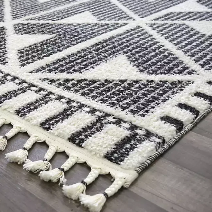 Sale Kirklands Home & White Geometric Shag Area Rug, 8x10 Black