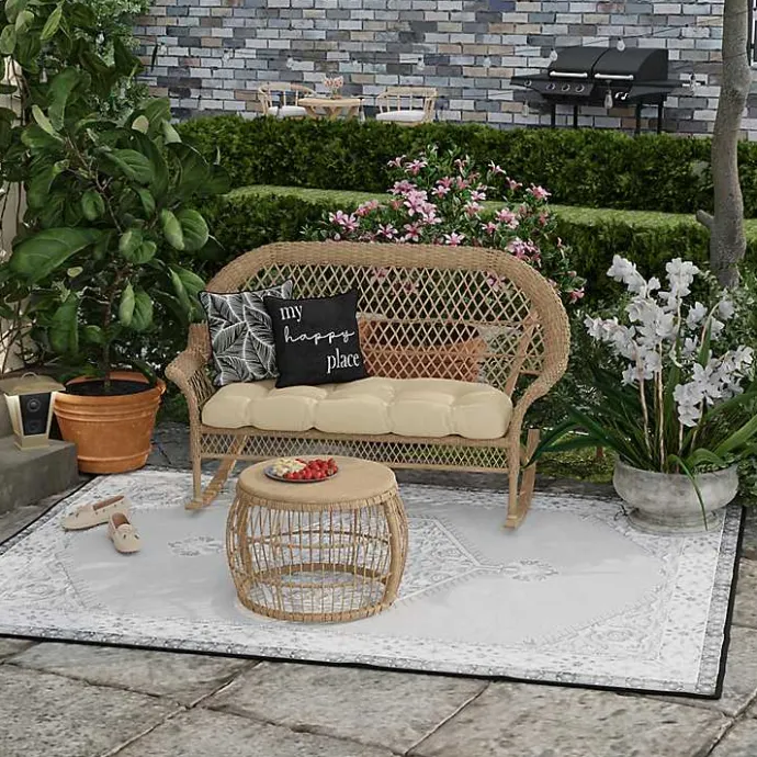 Hot Kirklands Home Black & White My Happy Place Outdoor Pillow