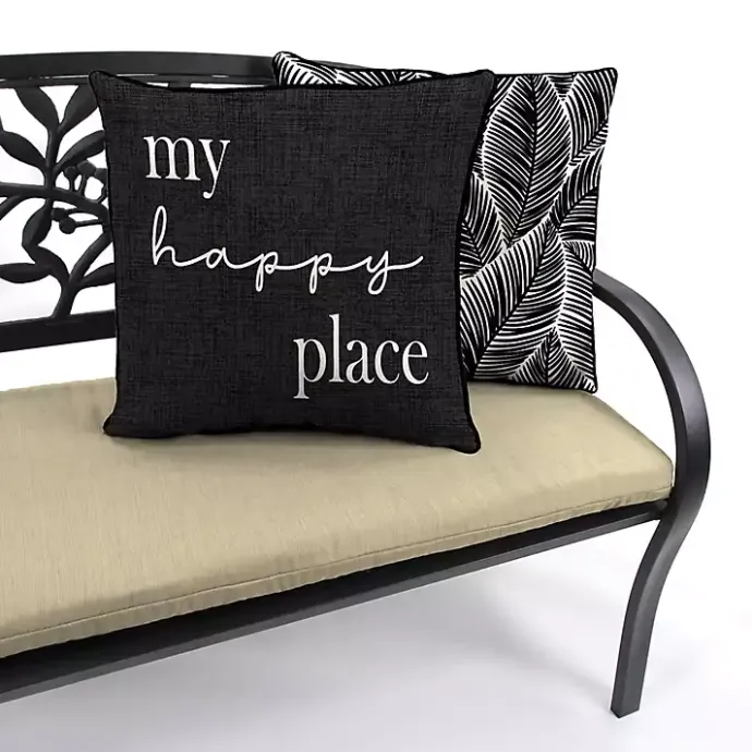 Hot Kirklands Home Black & White My Happy Place Outdoor Pillow