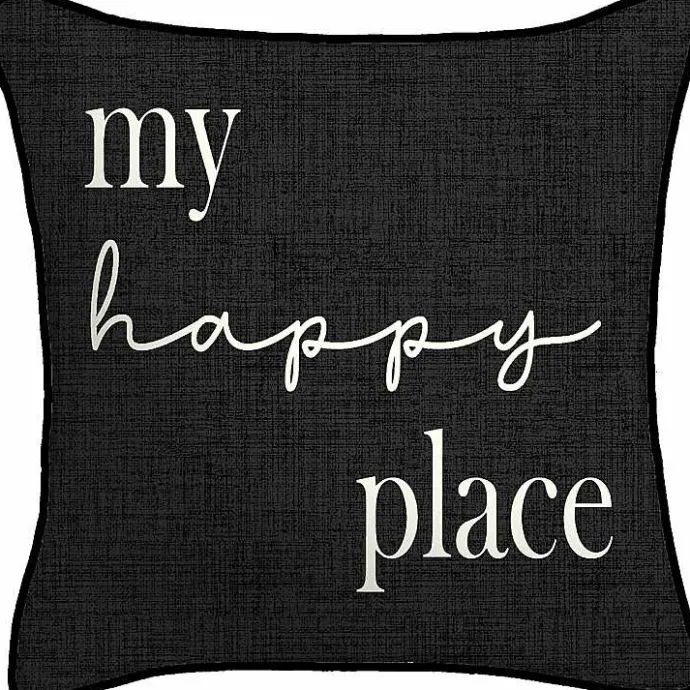 Hot Kirklands Home Black & White My Happy Place Outdoor Pillow
