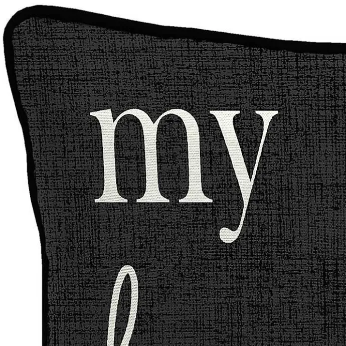 Hot Kirklands Home Black & White My Happy Place Outdoor Pillow