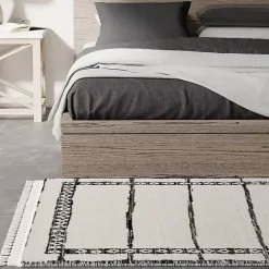 Best Kirklands Home & White Striped Block Border Area Rug, 8x10 Black